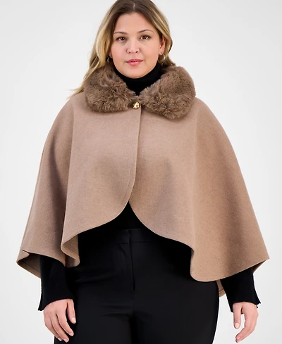 I.n.c. International Concepts Cropped Cape Topper with Faux Fur Collar, Macy's Exclusive