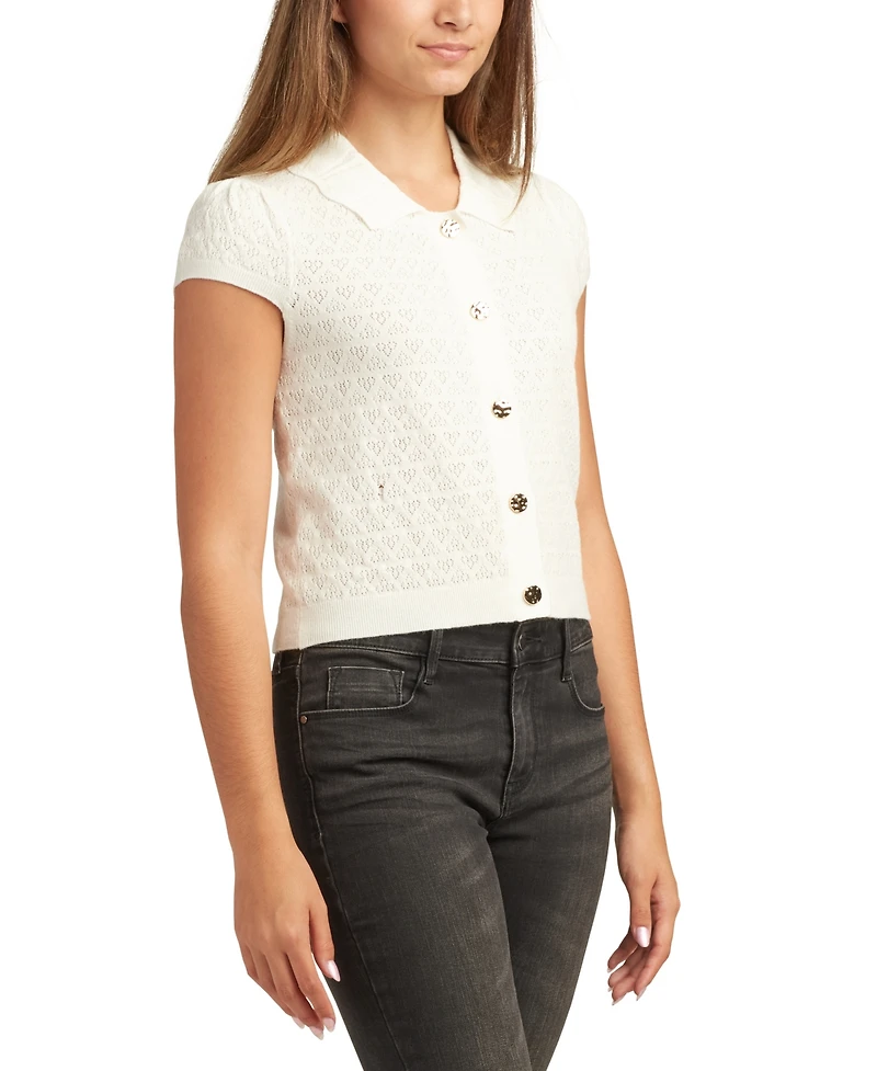 Bcx Juniors Spread-Collar Button-Front Cardigan Sweater