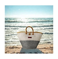 Ash and Ivory Wisdom Handmade Sisal Straw Basket Tote Bag