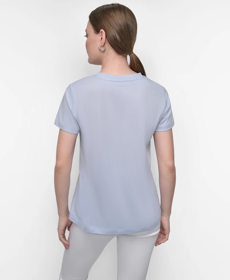 Dkny Jeans Women's Flocked Logo Crewneck T-Shirt