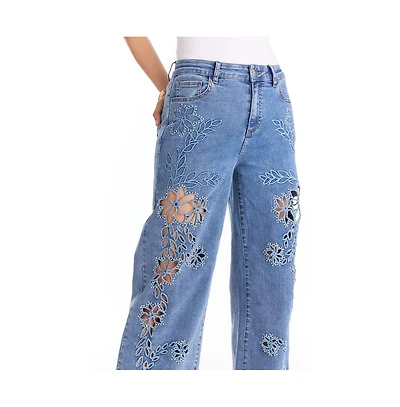 The Noli Shop Womens Zenya Crystal High Rise Jean - Medium Blue