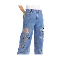 The Noli Shop Womens Zenya Crystal High Rise Jean - Medium Blue