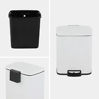 Mega Casa 5.3 Gal./20 Liter Rectangular Stainless-Steel-Made Matt White step-on Trash Can for kitchen