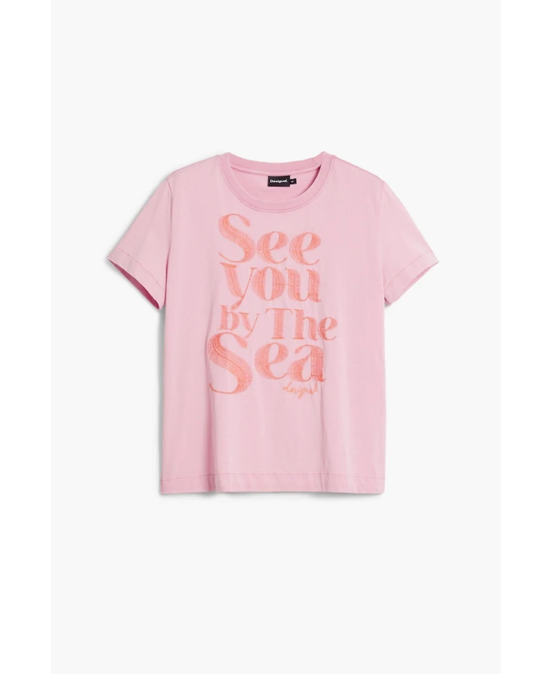 Desigual Women's Pink message T-shirt