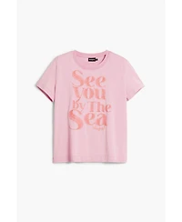 Desigual Women's Pink message T-shirt