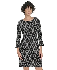 Tommy Hilfiger Women's Pleat Cuff Lacross Argyl Dress