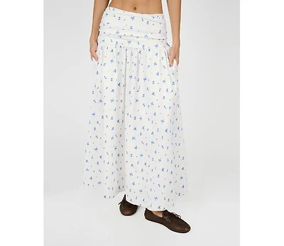 WeWoreWhat Women's Ruched Waist Midi Skirt