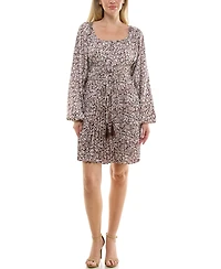 Taylor Women's Pleated Long-Sleeve A-Line Dress