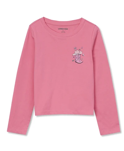 Lands' End Girls Long Sleeve Graphic Meet and Greet Tee