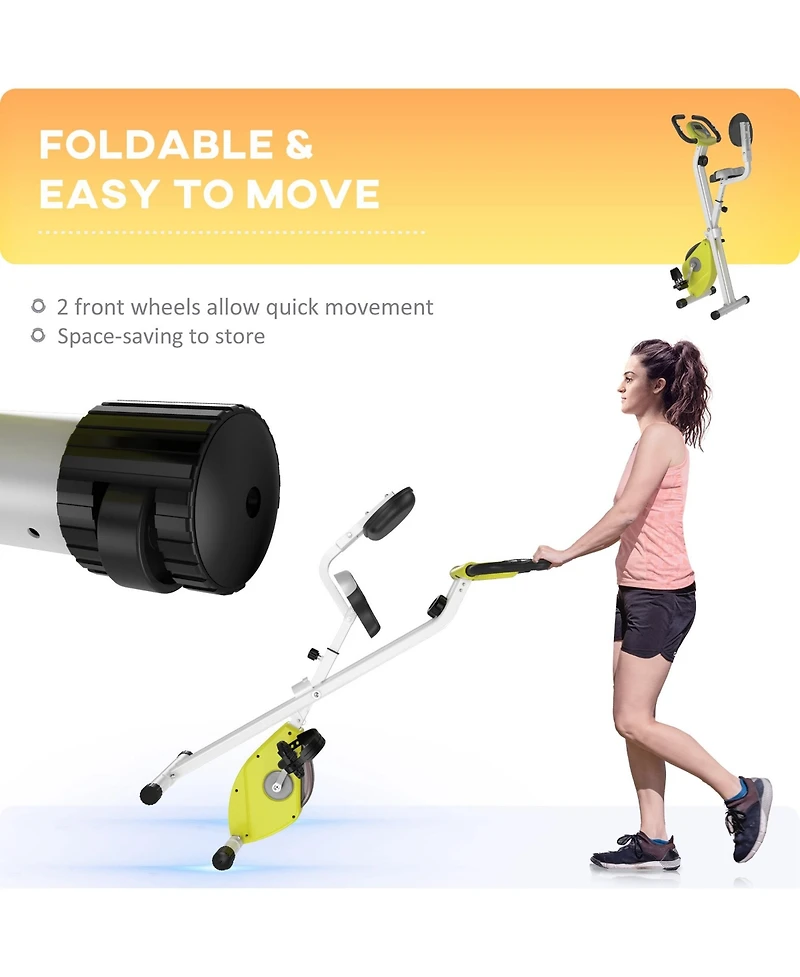 Soozier|Homcom Foldable Upright Training X-Bike with Magnetic Resisce