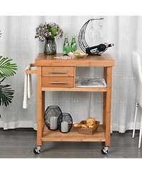 Halifax North America Bamboo Kitchen Organizer: Utility Cart with Drawers and Shelves