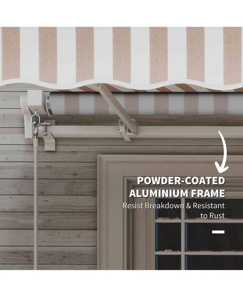 Outsunny 12' x 10' Outdoor Patio Manual Retractable Exterior Window Awning