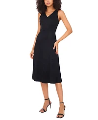 Vince Camuto Women's Faux-Suede Seamed V-Neck Sleeveless Midi Dress