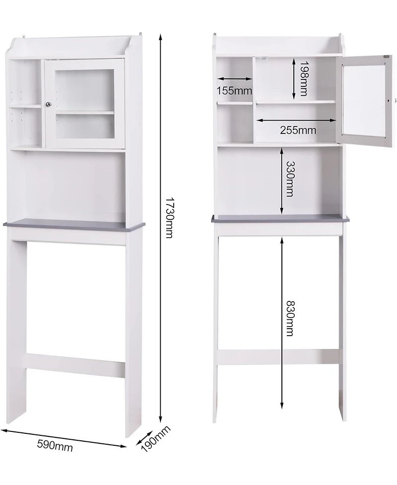 Vanirror White Over Bathroom Storage Shelf, Space-Saving Bathroom Organizer with Adjustable Open Shelves