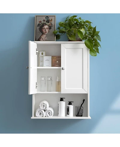 Vanirror 24x30 Inch White Wall-Mounted Bathroom Cabinet – Over-the-Bathroom Storage with Doors for Bathroom, Laundry Room, Bedroom & Kitchen