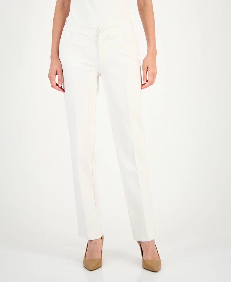 Anne Klein Petite Mid-Rise Fly-Front Bootcut Pants