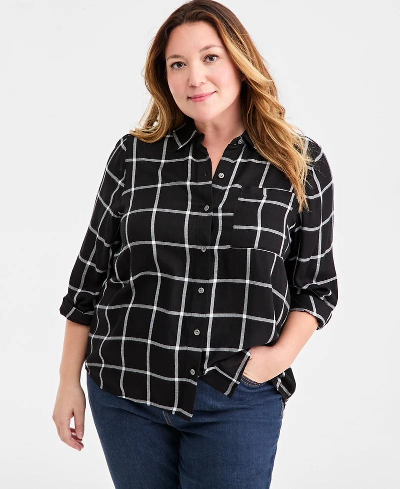 Style & Co Plus Button-Front Perfect Shirt, Macy's Exclusive