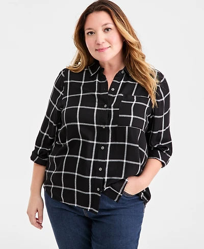Style & Co Plus Button-Front Perfect Shirt, Macy's Exclusive
