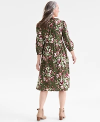 Style & Co Women's Printed Ruffle-Trim Split-Neck Dress, Macy's Exclusive