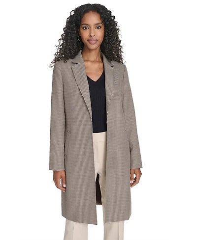 Tommy Hilfiger Women's Houndstooth Pattern Topper Long Jacket