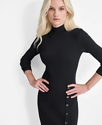 Dkny Women's Long Sleeve Mock Neck Midi Sweater Dress