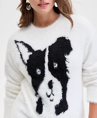 On 34th Women's Eyelash Dog Crewneck Sweater, Macy's Exclusive