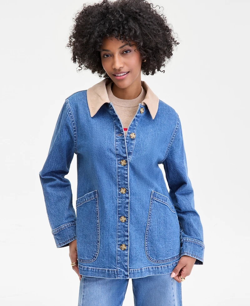 On 34th Women's Denim Corduroy Collar Jacket, Macy's Exclusive