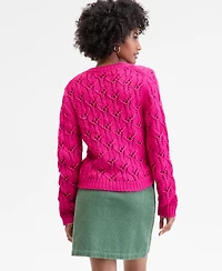 On 34th Women's Open-Stitch Crewneck Sweater, Macy's Exclusive
