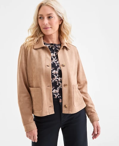 Style & Co Women's Faux-Suede Button-Front Jacket, Macy's Exclusive