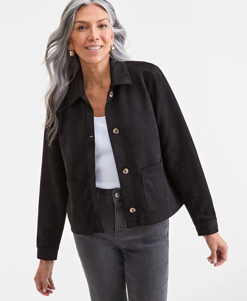 Style & Co Women's Faux-Suede Button-Front Jacket, Macy's Exclusive