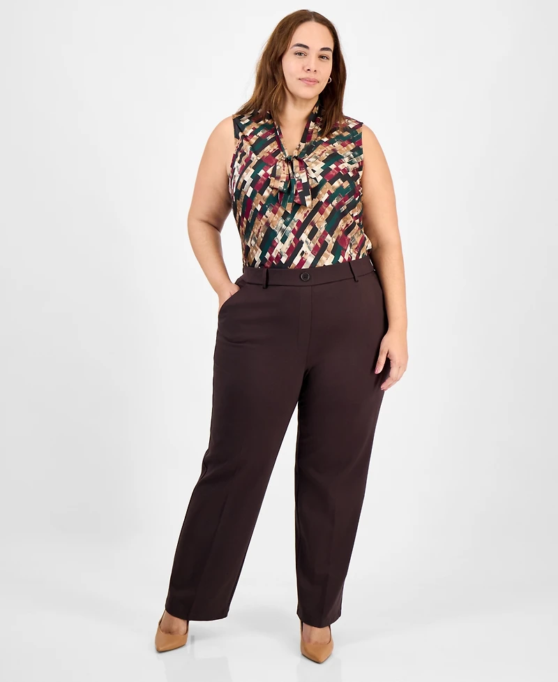 Kasper Plus High Rise Straight Leg Pants