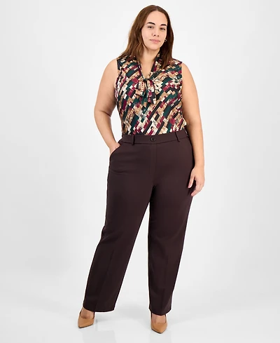 Kasper Plus High Rise Straight Leg Pants