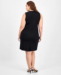Kasper Plus Crewneck Sleeveless Sheath Dress