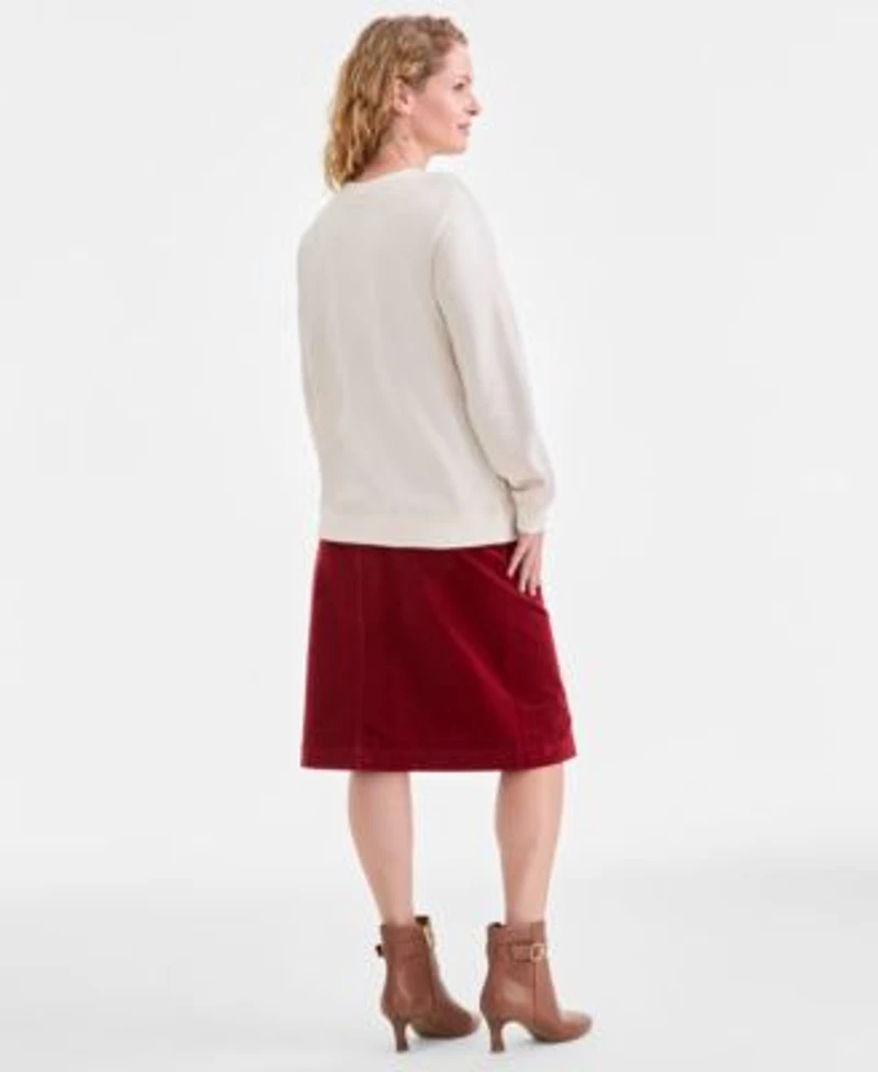 September Hero Look Style Co Womens Broderie Anglaise Crewneck Sweatshirt Corduroy Midi Skirt Macys Exclusive
