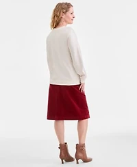September Hero Look Style Co Womens Broderie Anglaise Crewneck Sweatshirt Corduroy Midi Skirt Macys Exclusive