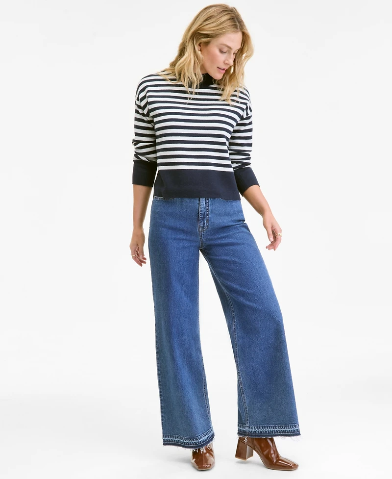 On 34th Women's Striped Mock Neck Sweater, Macy's Exclusive