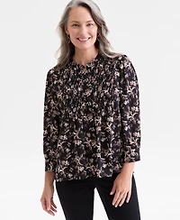 Style & Co Women's Printed Pintuck Blouse, Macy's Exclusive
