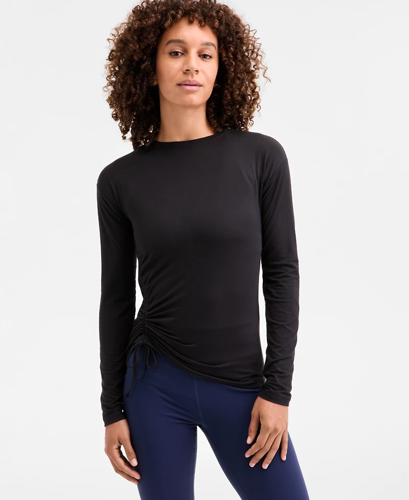 Id Ideology Women's Relaxed Side-Ruched Top, Macy's Exclusive
