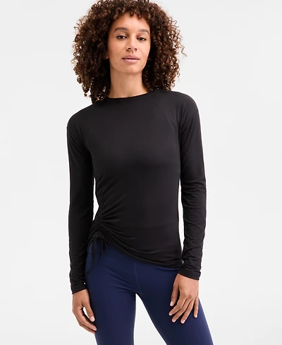 Id Ideology Women's Relaxed Side-Ruched Top, Macy's Exclusive