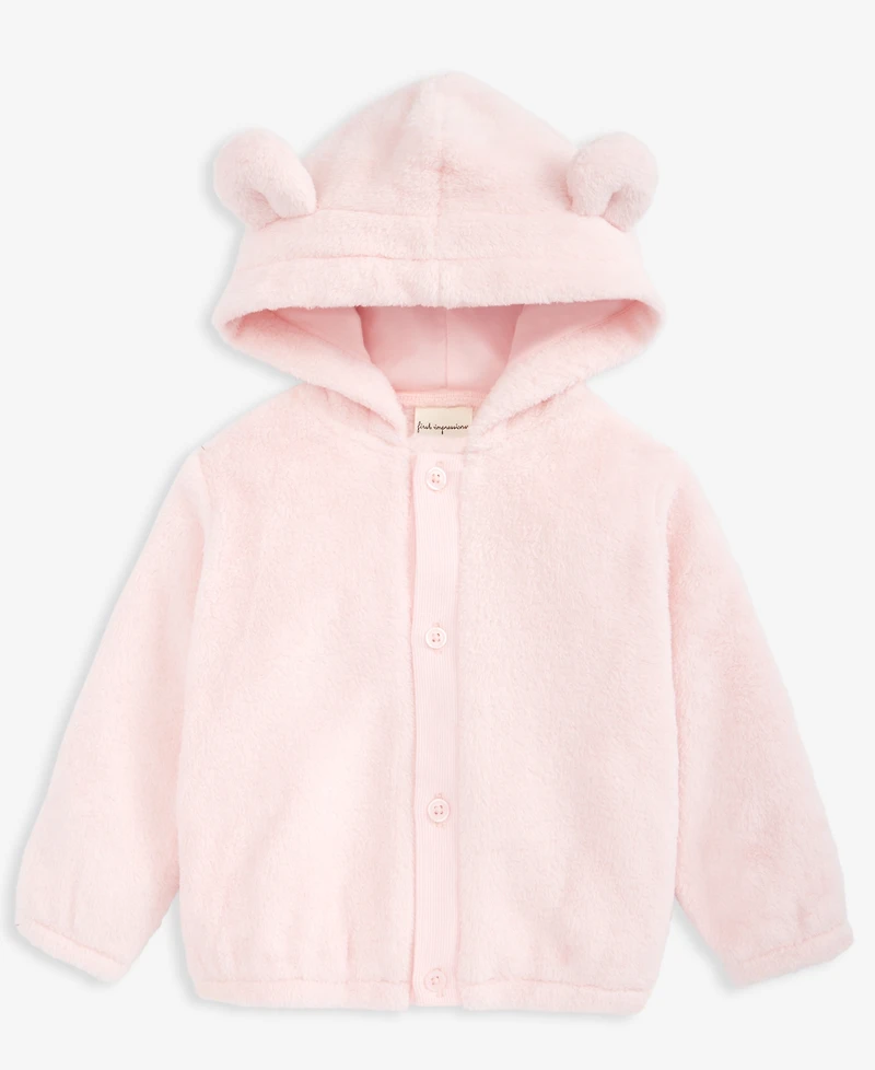 First Impressions Baby Bear-Ear Hooded Faux-Sherpa Jacket, Macy's Exclusive