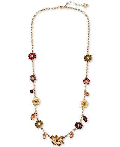 Guess Floral Charm Long Necklace