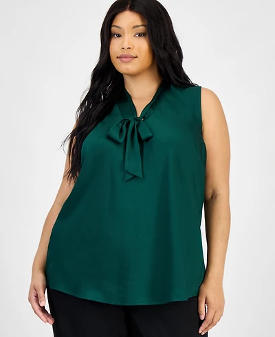 Kasper Plus Tie-Neck Sleeveless Top