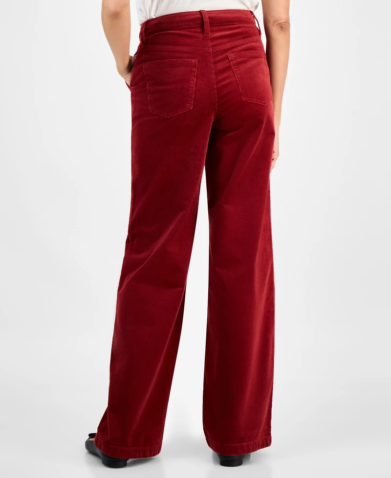 Style & Co Petite Mid Rise Wide-Leg Corduroy Pants, Macy's Exclusive