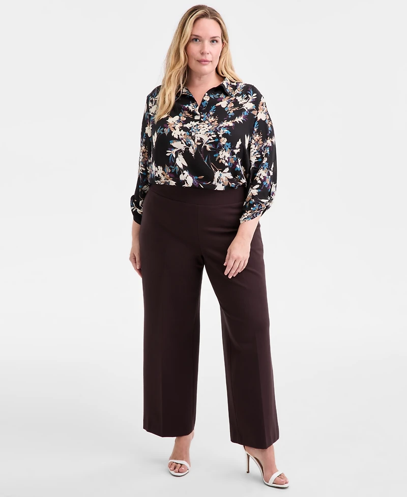 Anne Klein Plus Pull-On Wide-Leg Pants