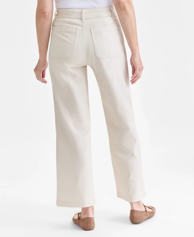 Style & Co Women's Mid-Rise Twill Wide-Leg Pants, Macy's Exclusive