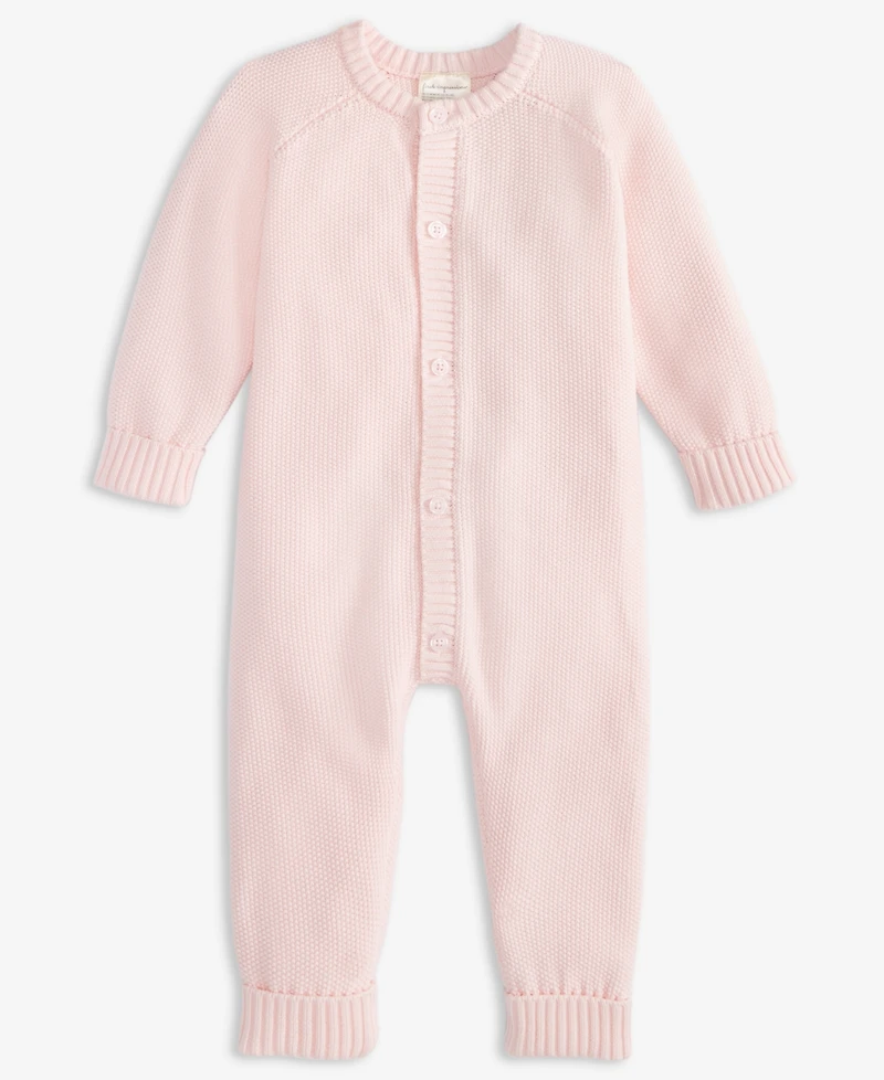 First Impressions Baby Cotton Long-Sleeve Sweater Romper, Created for Macy's