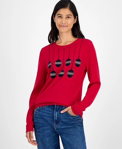 Tommy Hilfiger Women's Lucy Cotton Ornament Graphic Sweater