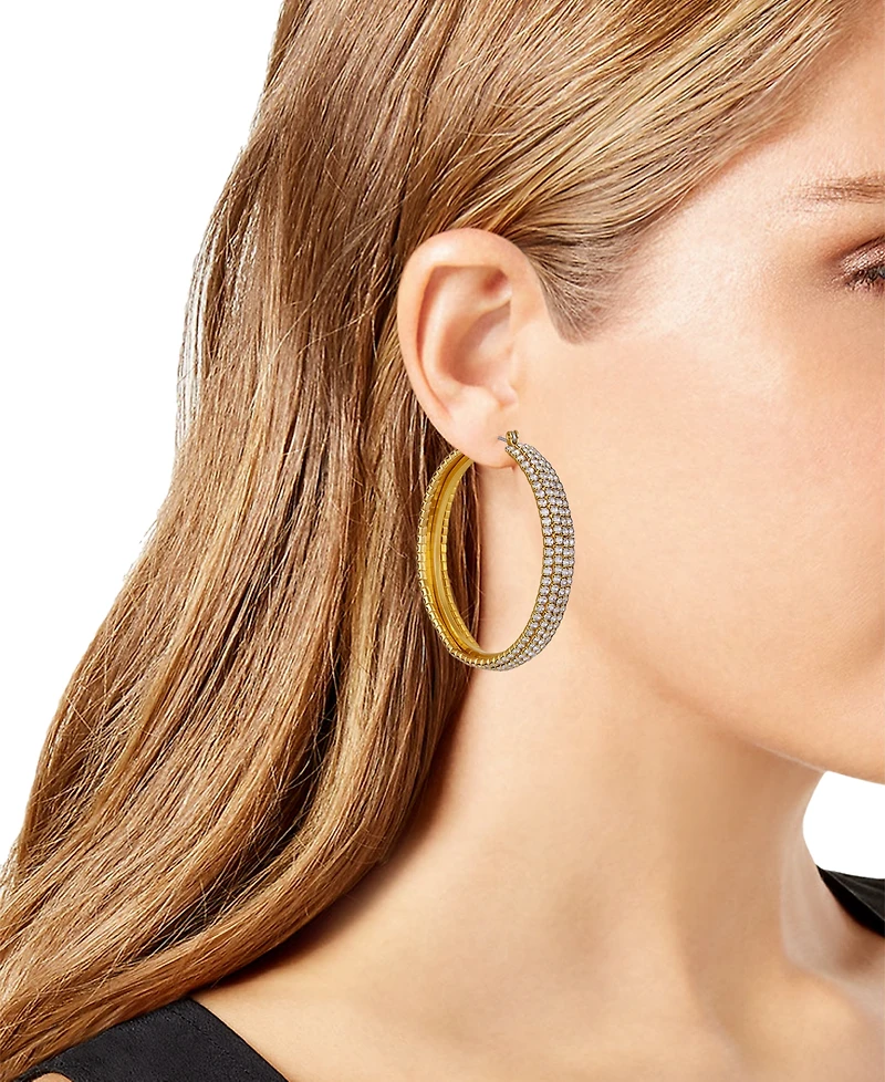 Guess Crystal Pave Large Hoop Earrings