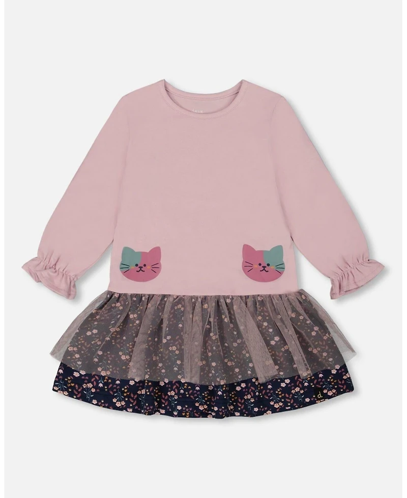 Deux par Girl Bi-Material Dress Dusty Pink - Child