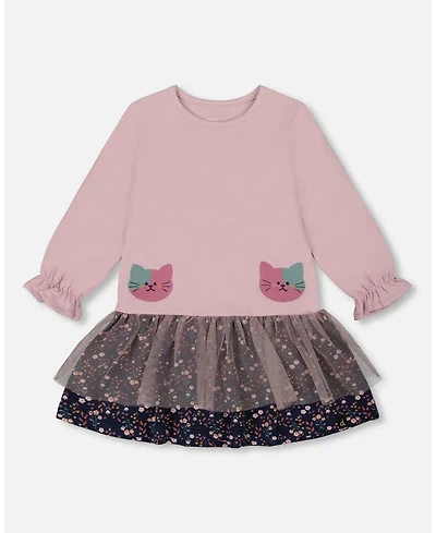 Deux par Girl Bi-Material Dress Dusty Pink - Child